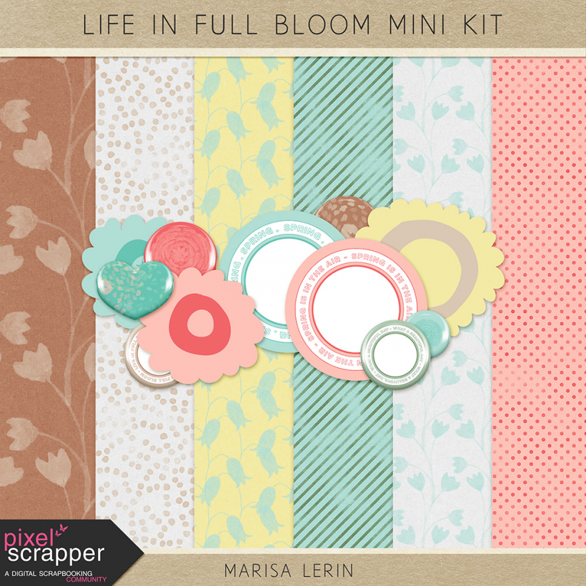 Life in Full Bloom Mini Kit spring aqua brown green pink white yellow
