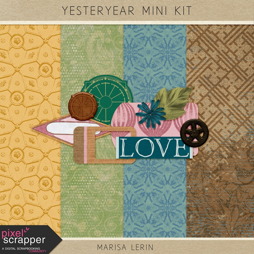 Yesteryear Mini Kit vintage ephemera steam punk heritage geneaology green teal blue brown