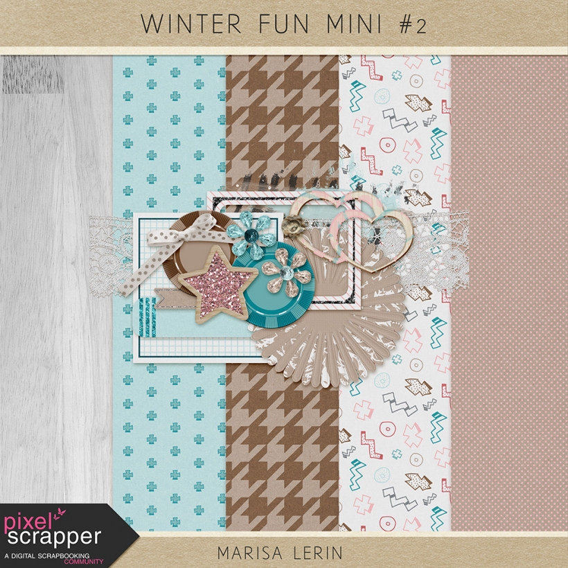 Winter Fun Mini Kit #2 winter love valentine teal pink white black brown