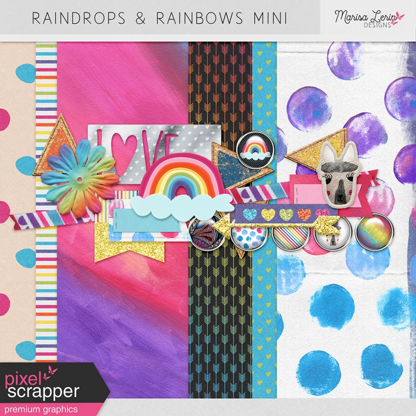 Raindrops & Rainbows Mini Kit spring bright rainbows orange yellow blue purple pink white black