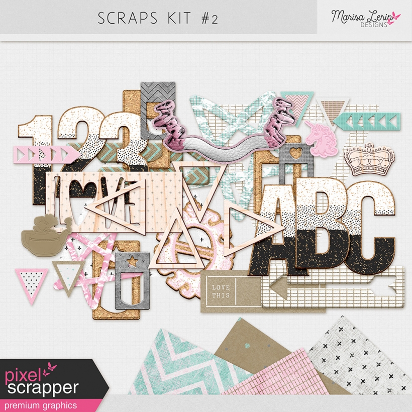 Scraps Kit #2 scraps unicorns spring byb pink white black tan