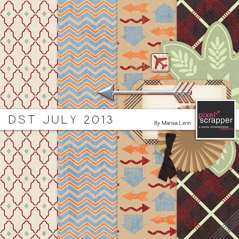 DST July 2013 Blog Train Kit travel arrows brown orange blue green red