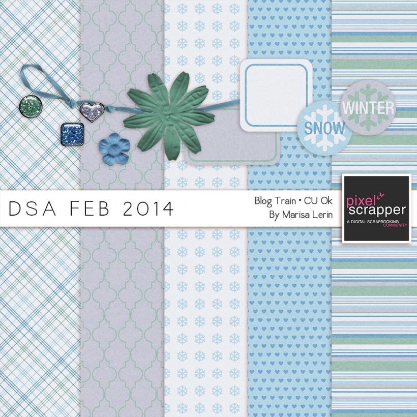 DSA February 2014 Blog Train winter glitter white blue green purple