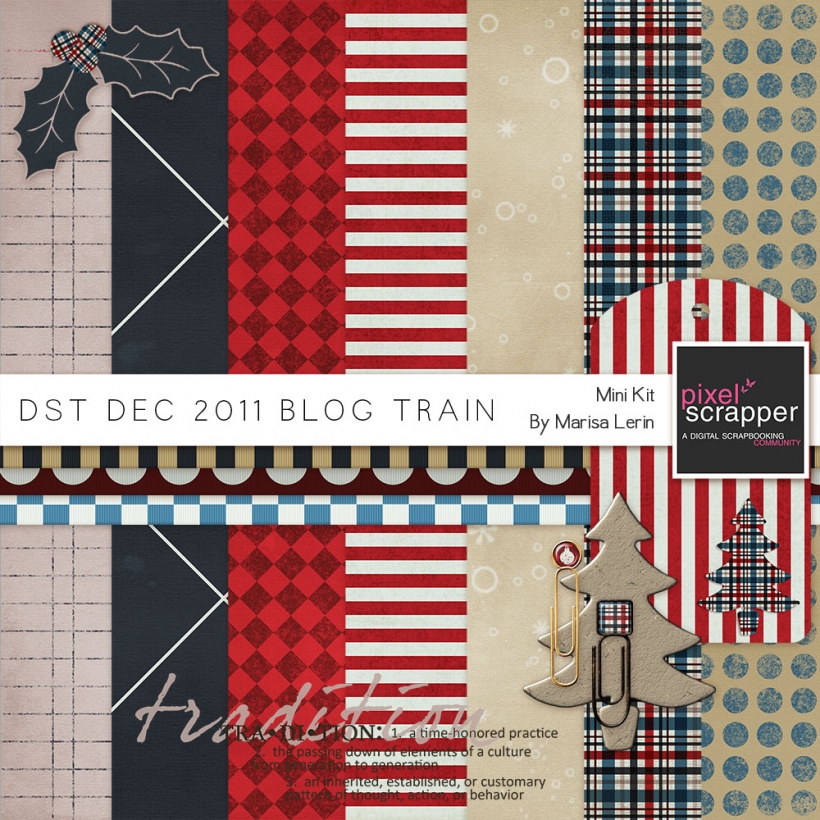 DST Dec 2011 Blog Train  Kit christmas red blue navy white