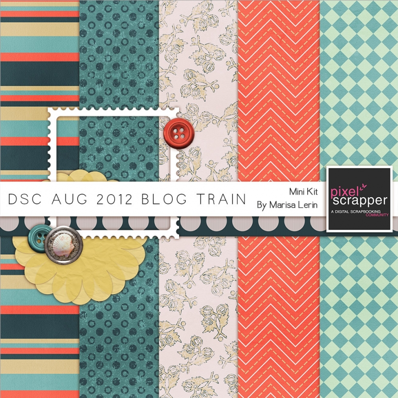 DSC August 2012 Blog Train Kit beach summer brown coral teal yellow