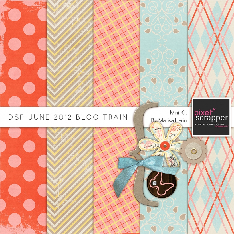 DSF June 2012 Blog Train Kit summer coral blue tan