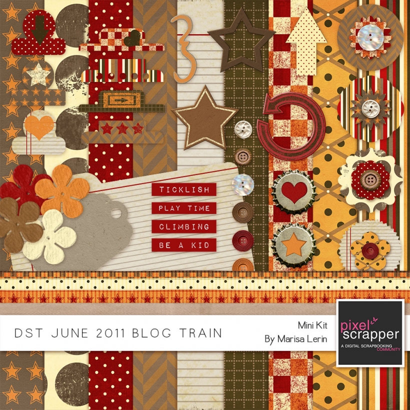 DST June 2011 Blog Train Kit children brown orange red yellow